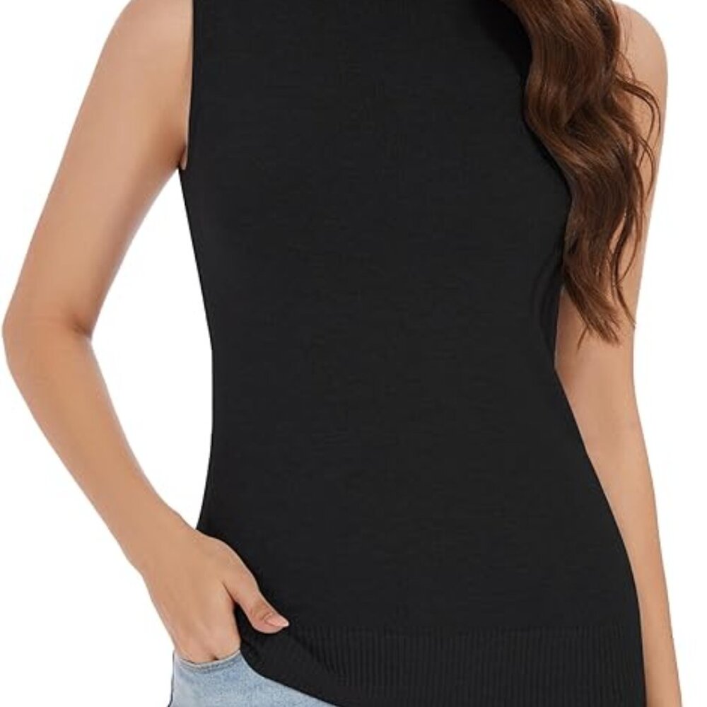 Sleeveless Knit Mock Neck Top for Women